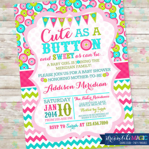 Cute As A Button Baby Shower Invitation